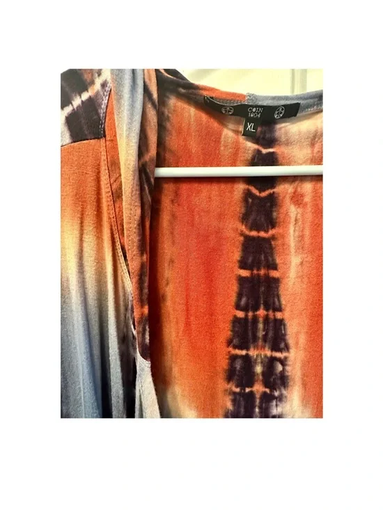 Boho Orange/Purple Tie Dye Festival Cardigan - Picture 3 of 3